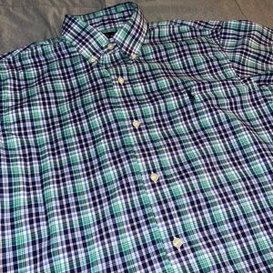 Ralph Lauren Classic Fit Performance Plaid Button-Down Shirt in Blue and Green